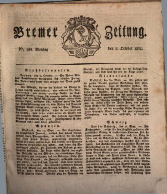 Bremer Zeitung Montag 8. Oktober 1821