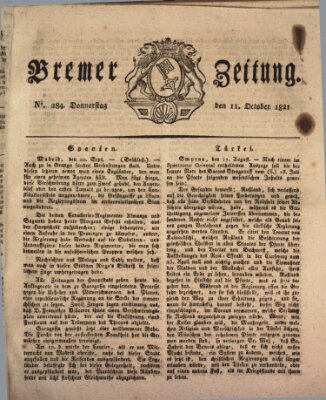 Bremer Zeitung Donnerstag 11. Oktober 1821