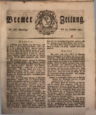 Bremer Zeitung Sonntag 14. Oktober 1821