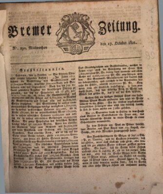 Bremer Zeitung Mittwoch 17. Oktober 1821