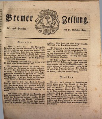 Bremer Zeitung Dienstag 23. Oktober 1821