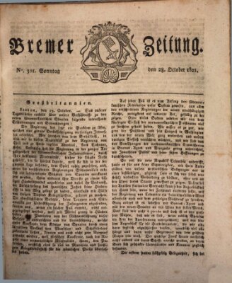 Bremer Zeitung Sonntag 28. Oktober 1821