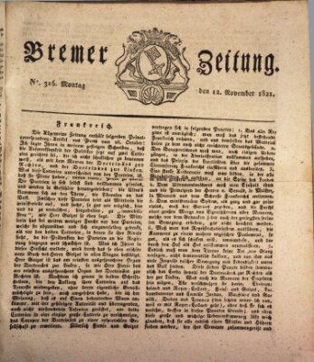 Bremer Zeitung Montag 12. November 1821