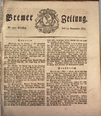 Bremer Zeitung Dienstag 13. November 1821