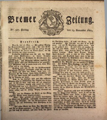 Bremer Zeitung Freitag 23. November 1821