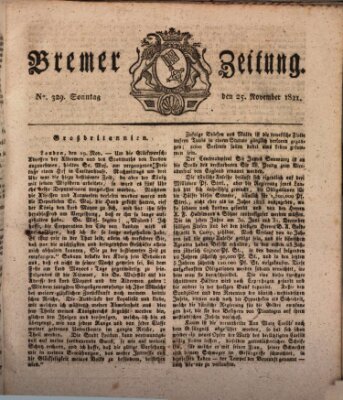 Bremer Zeitung Sonntag 25. November 1821