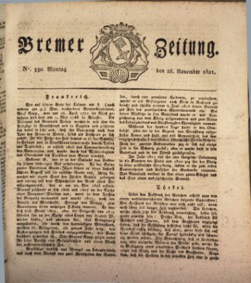 Bremer Zeitung Montag 26. November 1821