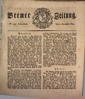 Bremer Zeitung Samstag 1. Dezember 1821