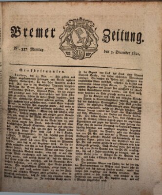 Bremer Zeitung Montag 3. Dezember 1821