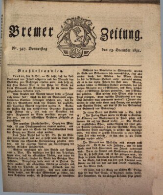 Bremer Zeitung Donnerstag 13. Dezember 1821