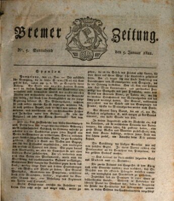 Bremer Zeitung Samstag 5. Januar 1822