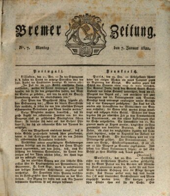 Bremer Zeitung Montag 7. Januar 1822