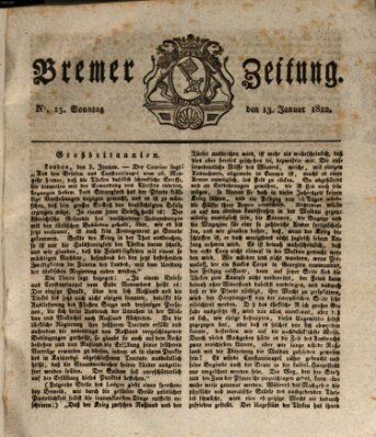 Bremer Zeitung Sonntag 13. Januar 1822