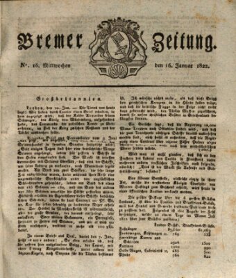Bremer Zeitung Mittwoch 16. Januar 1822