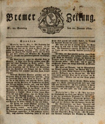 Bremer Zeitung Sonntag 20. Januar 1822