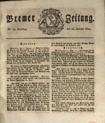 Bremer Zeitung Dienstag 22. Januar 1822