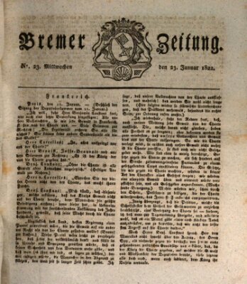 Bremer Zeitung Mittwoch 23. Januar 1822