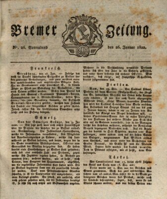 Bremer Zeitung Samstag 26. Januar 1822