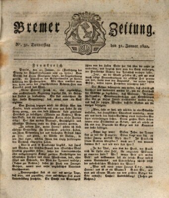 Bremer Zeitung Donnerstag 31. Januar 1822