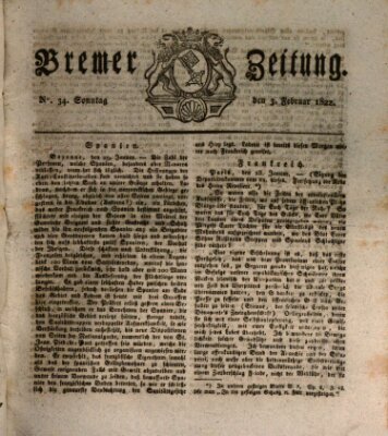 Bremer Zeitung Sonntag 3. Februar 1822