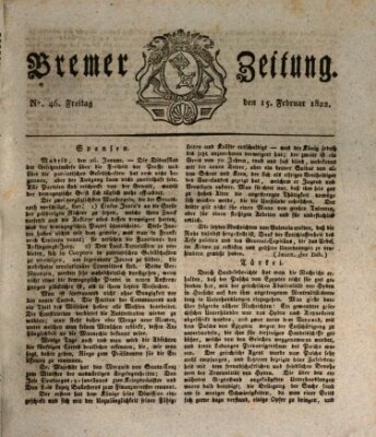 Bremer Zeitung Freitag 15. Februar 1822