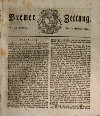 Bremer Zeitung Sonntag 17. Februar 1822