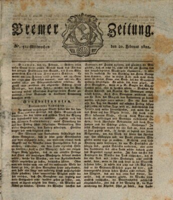 Bremer Zeitung Mittwoch 20. Februar 1822