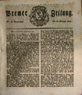 Bremer Zeitung Donnerstag 21. Februar 1822