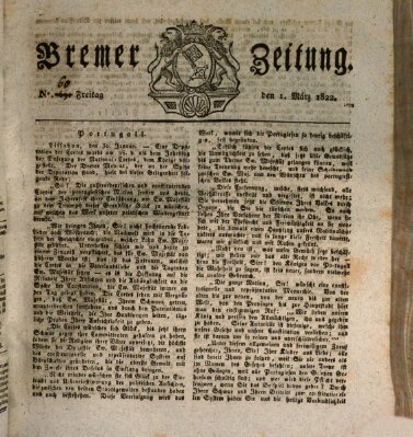 Bremer Zeitung Freitag 1. März 1822