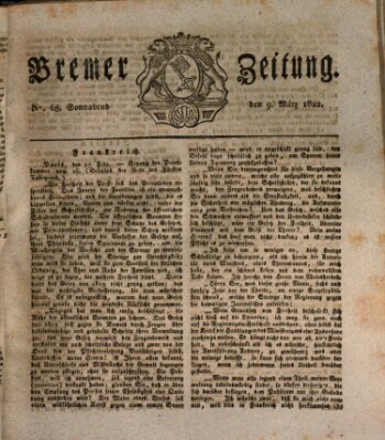 Bremer Zeitung Samstag 9. März 1822