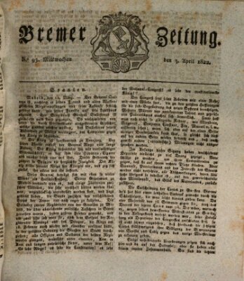 Bremer Zeitung Mittwoch 3. April 1822