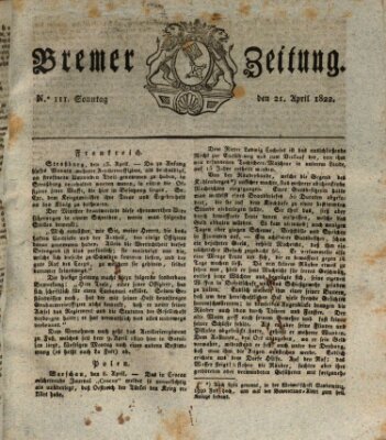 Bremer Zeitung Sonntag 21. April 1822