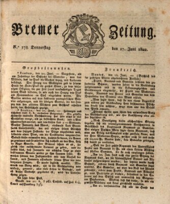 Bremer Zeitung Donnerstag 27. Juni 1822