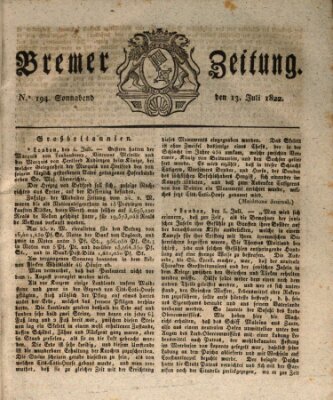 Bremer Zeitung Samstag 13. Juli 1822