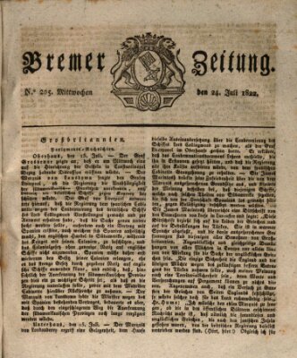 Bremer Zeitung Mittwoch 24. Juli 1822