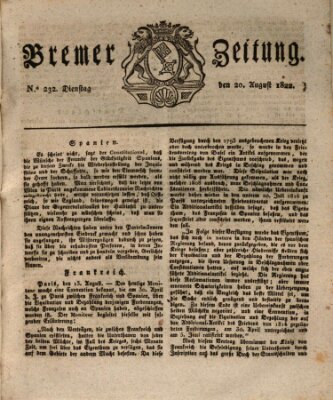 Bremer Zeitung Dienstag 20. August 1822