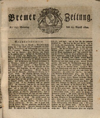 Bremer Zeitung Sonntag 25. August 1822