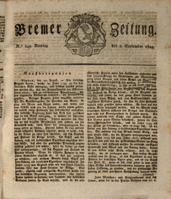 Bremer Zeitung Montag 2. September 1822