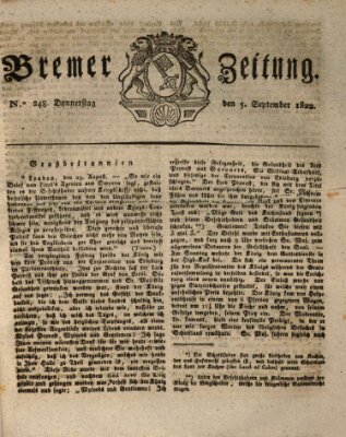 Bremer Zeitung Donnerstag 5. September 1822