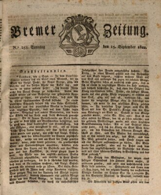 Bremer Zeitung Sonntag 15. September 1822