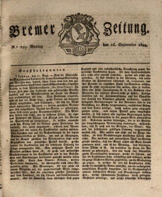 Bremer Zeitung Montag 16. September 1822