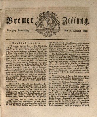 Bremer Zeitung Donnerstag 31. Oktober 1822