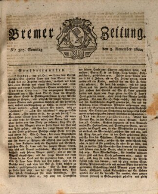 Bremer Zeitung Sonntag 3. November 1822