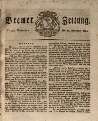 Bremer Zeitung Mittwoch 13. November 1822