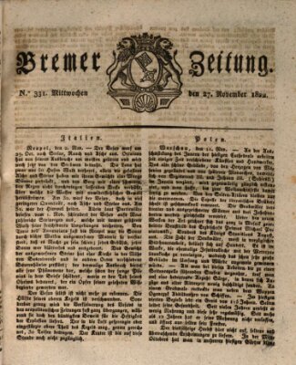 Bremer Zeitung Mittwoch 27. November 1822