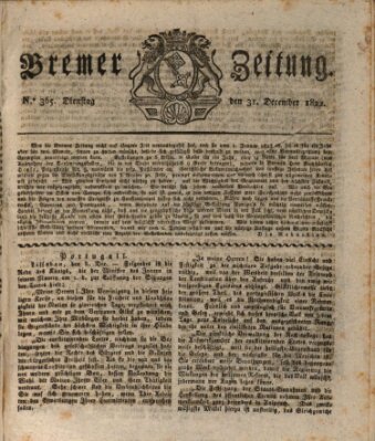 Bremer Zeitung Dienstag 31. Dezember 1822