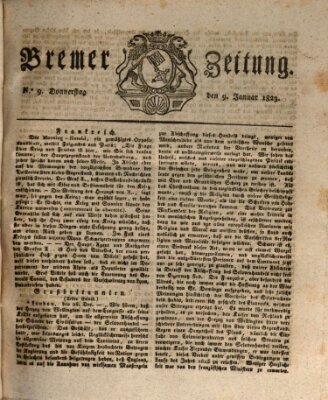 Bremer Zeitung Donnerstag 9. Januar 1823