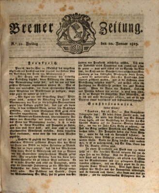 Bremer Zeitung Freitag 10. Januar 1823