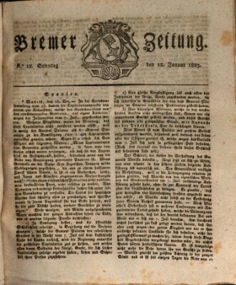 Bremer Zeitung Sonntag 12. Januar 1823