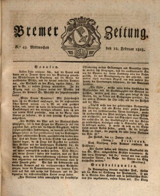 Bremer Zeitung Mittwoch 12. Februar 1823